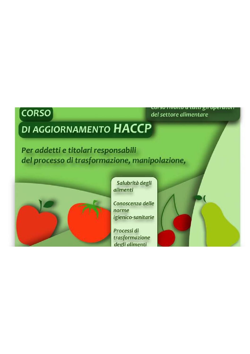 Aggiornamento HACCP